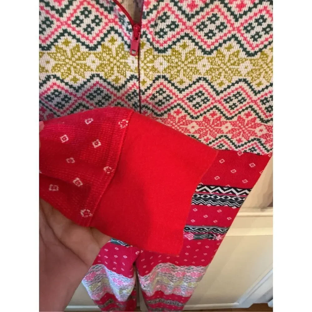 Victoria’s Secret Fair Isle Sherpa Hooded Waffle Weave PJ Pajamas Sz M